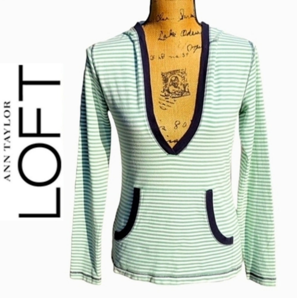 Ann Taylor Loft Pinstriped Pullover Hoodie